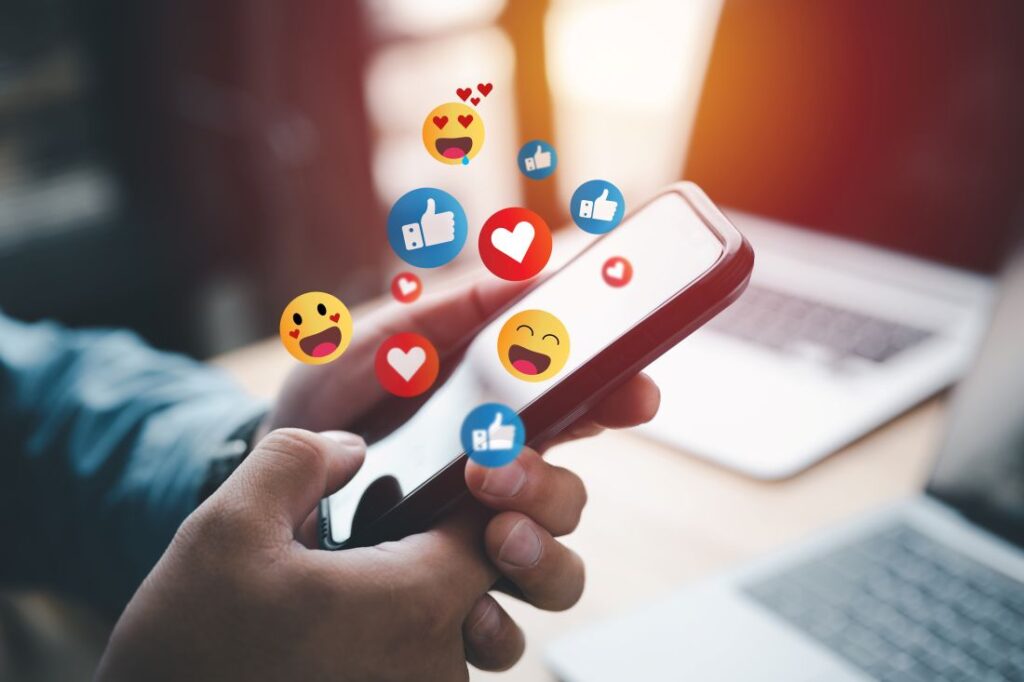 person using social media on their phone